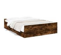 vidaXL Cadre de lit et tiroirs chêne fumé 120x200 cm bois d'ingénierie, lit, lit de rangement, cadre de lit double, lit double Marron