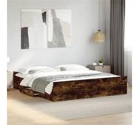 vidaXL Bedframe met lades bewerkt hout gerookt eikenkleurig 200x200 cm3280269 Marron G