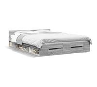 vidaXL Bedframe met lades bewerkt hout grijs sonoma eiken 135x190 cm3280774 Gris G