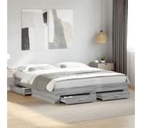 Vidaxl Cadre De Lit À Tiroirs Sonoma Gris 180x200 Cm Bois D'ingénierie Marron