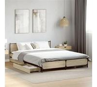 vidaXL Bedframe met lades bewerkt hout sonoma eikenkleurig 120x200 cm3279938 Marron G