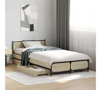 vidaXL Bedframe met lades bewerkt hout sonoma eikenkleurig 75x190 cm3279973 Marron G