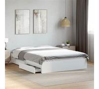Bedframe met lades bewerkt hout wit 135x190 cm3280692