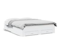 vidaXL Bedframe met lades bewerkt hout wit 150x200 cm3280377 Blanc G