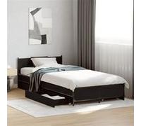 Vidaxl Cadre De Lit Avec Tiroirs Noir 90x200 Cm Bois D'ingénierie Marron