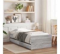 vidaXL Cadre de lit avec tiroirs, sommier à lattes, sans matelas Sonoma gris 90x190 cm