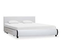 vidaXL Bedframe met lades kunstleer wit 140x200 cm284945 Blanc G