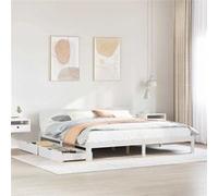 vidaXL Bedframe met lades massief grenenhout wit 180x200 cm3301991 Blanc G
