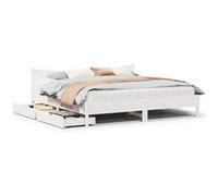 vidaXL Bedframe met lades massief grenenhout wit 200x200 cm3301894 Blanc G