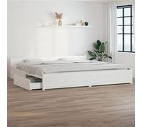 Vidaxl Cadre De Lit Avec Tiroirs Blanc 180x200 Cm Super King Blanc