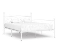 Cadre De Lit Et Sommier À Lattes Blanc Métal 200 X 200 Cm Blanc