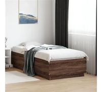 vidaXL – Cadre de lit avec LED – Chêne marron – Sans matelas – 75x190 cm