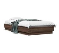 vidaXL Cadre de lit 75x190 cm sans matelas avec lumières LED et sommier à lattes Marron