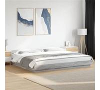 Bed Frame with LED Lights Grey Sonoma 200x200cm Engineered Wood, bedroom furniture, bed base, pallet bed, bed, double bed, bed with LED