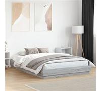 vidaXL Bedframe met LED-verlichting grijs sonoma eikenkleur 150x200 cm3209791 Gris G