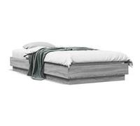 vidaXL Cadre de Lit avec Lumières LED, Sommier à Lattes, Lit Simple, Lit Adulte de Chambre à Coucher Intérieur, Moderne, Sonoma Gris 90x200 cm Gris
