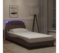 vidaXL Cadre de lit avec lumières LED marron 100x200 cm similicuir