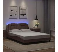 vidaXL Bedframe met LED-verlichting kunstleer bruin 120x200 cm3214010 Marron G