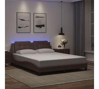 Vidaxl Cadre De Lit Avec Lumières Led Marron 160x200 Cm Similicuir Marron