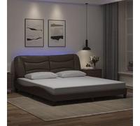 Vidaxl Cadre De Lit Avec Lumières Led Marron 180x200 Cm Similicuir Marron