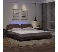 vidaXL Bedframe met LED-verlichting kunstleer bruin 200x200 cm3214133 Marron G