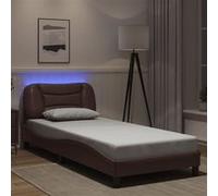 vidaXL Bedframe met LED-verlichting kunstleer bruin 80x200 cm3213894 Marron G