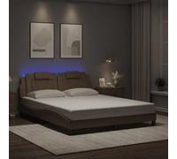 vidaXL Cadre de lit avec lumières LED cappuccino 160x200 cm similicuir