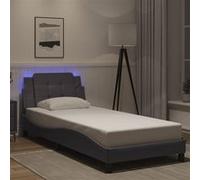 Cadre de Lit avec Lumières LED Lit Rembourré Adulte Chambre Similicuir vidaXL