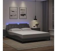 vidaXL Bedframe met LED-verlichting kunstleer grijs 160x200 cm3214120 Gris G