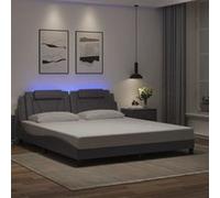 vidaXL Cadre de lit avec lumières LED gris 180x200 cm similicuir