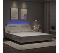 vidaXL Bedframe met LED-verlichting kunstleer wit 180x200 cm3214037 Noir G
