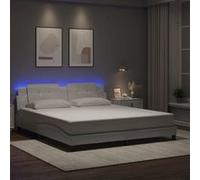 vidaXL Bedframe met LED-verlichting kunstleer wit 180x200 cm3214125 Blanc G