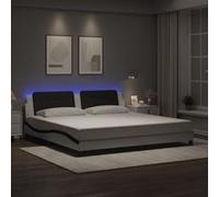 vidaXL Cadre de lit rembourré Adulte 200x200 cm avec LED similicuir Blanc/Noir
