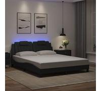vidaXL Cadre de lit 3214029 – Rembourré avec coussin, LED, Noir 160x200 cm