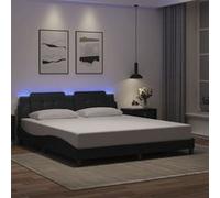 vidaXL Cadre de Lit avec Lumières LED, Lit Double avec Coussin de Tête de Lit, Lit Adulte, Meuble de Chambre, Moderne, Noir 3214124