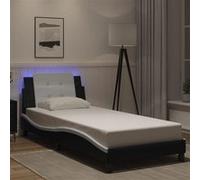 vidaXL Bedframe met LED-verlichting kunstleer zwart en wit 80x200 cm3214073 Noir G