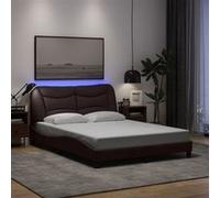Vidaxl Cadre De Lit Avec Lumières Led Marron Foncé 120x200 Cm Tissu Marron