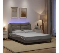 vidaXL Bedframe met LED zonder matras 140x200 cm stof taupe3213708 Taupe G