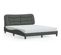 vidaXL Cadre de lit avec lumières LED tissu gris foncé 160x200 cm