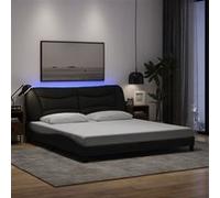 vidaXL Cadre de lit avec lumières LED noir 180x200 cm tissu