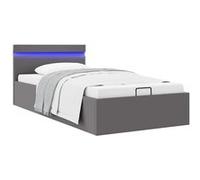 vidaXL Cadre de lit à rangement avec LED Gris Similicuir 100x200 cm