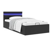 vidaXL Cadre de lit à rangement avec LED Noir Similicuir 100x200 cm Noir