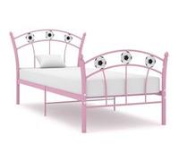 vidaXL Bedframe met voetbaldesign metaal roze 90x200 cm324747 Rose G