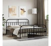 vidaXL Cadre de lit métal sans matelas avec pied de lit noir 180x200cm 353657