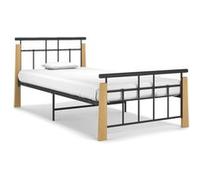 vidaXL Bedframe metaal en massief eikenhout 100x200 cm324898 Noir G