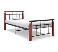 Bedframe metaal en massief eikenhout 90x200 cm324890