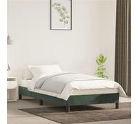 Cadre de Lit Vert Foncé 100x200 cm Velours Rembourré Simple Sommier vidaXL