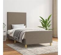Vidaxl Cadre De Lit Avec Tête De Lit Taupe 100x200 Cm Tissu Gris