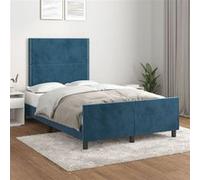 vidaXL Cadre de lit avec tête de lit bleu foncé 120x190 cm velours