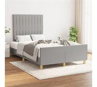Vidaxl Cadre De Lit Avec Tête De Lit Gris Clair 120x190 Cm Tissu Gris